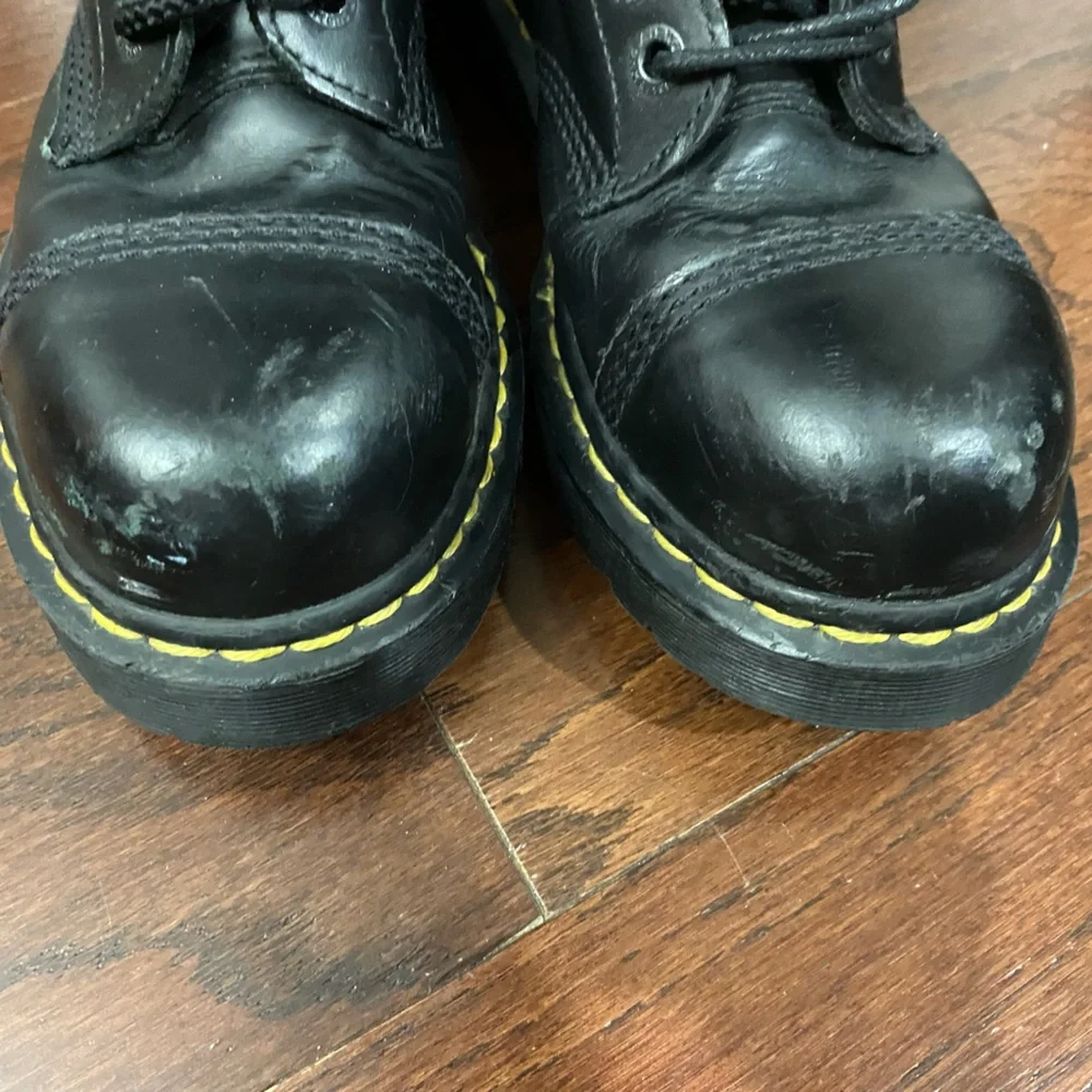 Dr. Martens Black Leather Lace-Up 10 Eye Steel Toe Vintage